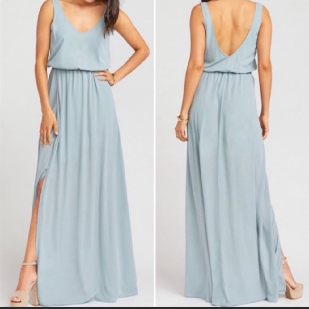 Show Me Your Mumu Kendall Maxi Dress Green Sage Side Slit Brides Size Small